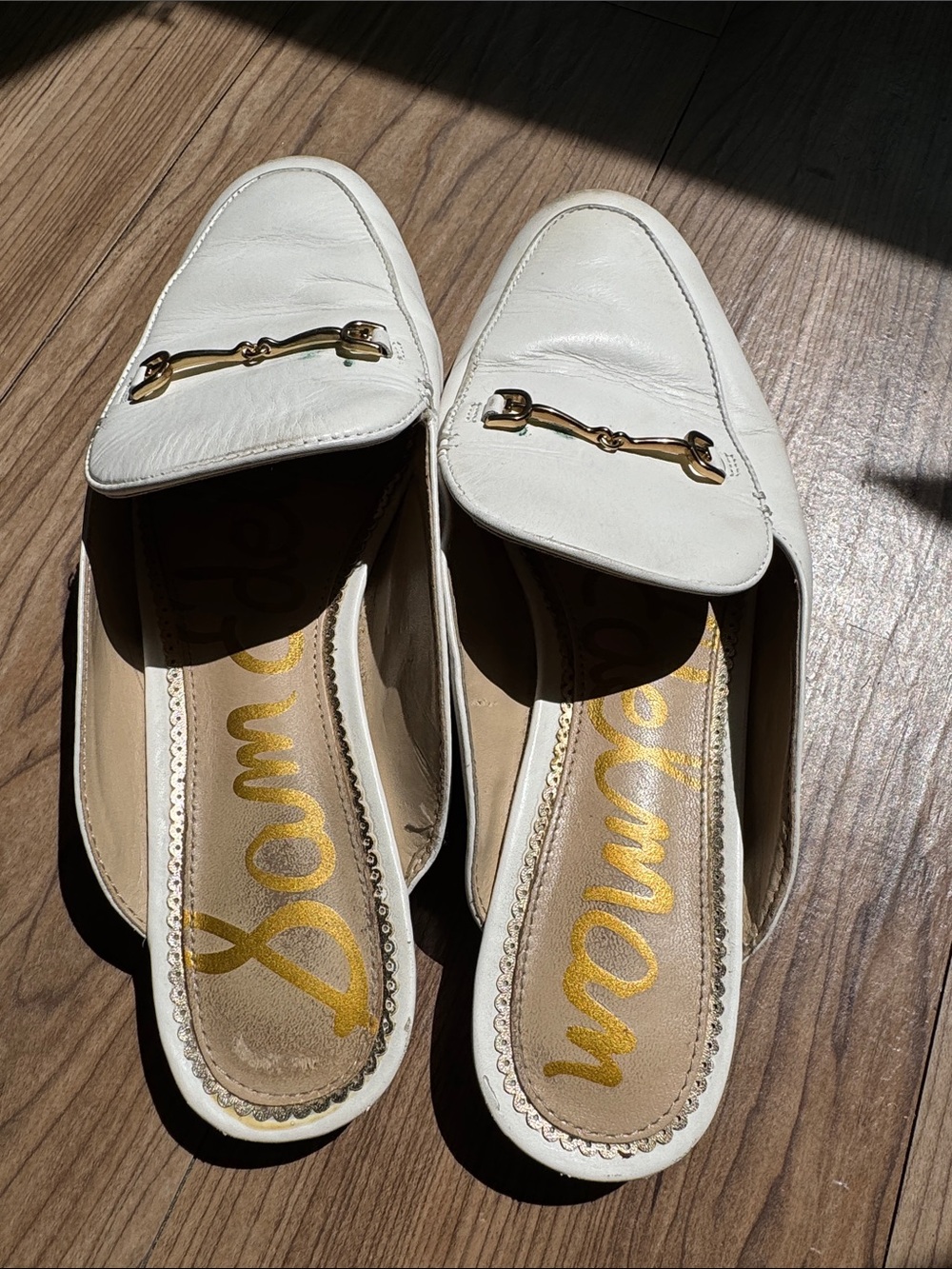 Sam Edelman White Leather Slip-On Horsebit Mules - Picture 2 of 4